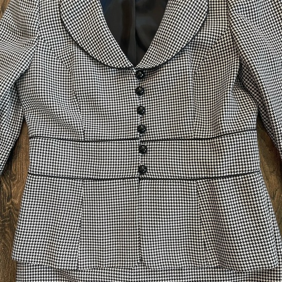 VTG Nine West Workwear 6 Two-Piece Suit Houndstooth Black & White Academia - Picture 8 of 16
